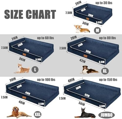 Patas Lague Orthopedic Medium Dog Bed Washable Pet Sofa Bed 30X20 Navy Blue - Image 5