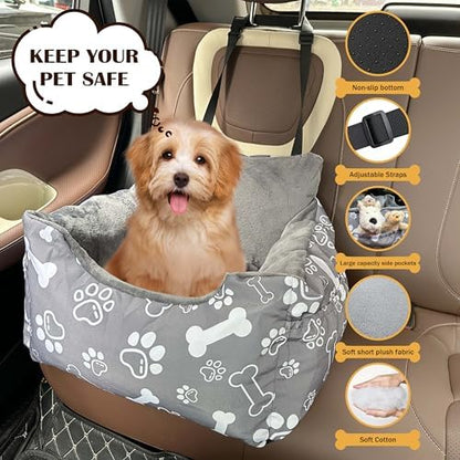 Dog Car Seats for Small Medium Sized Dogs Carseat for Car Funny Fuzzy Pet Dog Booster Car Seat Puppy Under 32 Lbs with Soft Plush Cushion&Washable Removable Cover - Image 3