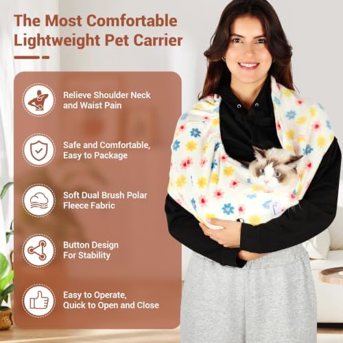 Cat Sling Carrier, Hands-Free Pet Sling for Small Dogs & Cats - Image 2