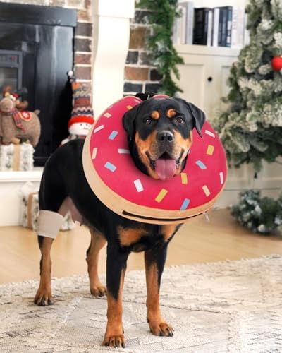 Inflatable Dog Pillow Cone Collar After Surgery, Donut Soft Neck Cone for Beagle French Bulldog Medium Plus Dogs, etc, Recovery E Collar to Stop Pink Donut - Image 4