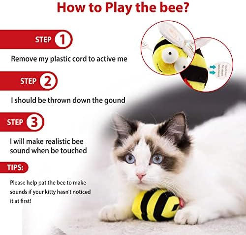 Gigwi Chirpy Bee Sound Toy for Cats, Interactive Squeaking Cat Toys Melody Chaser Play and Squeak Kitten Toy for Boredom - Image 3
