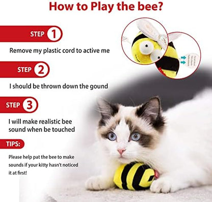 Gigwi Chirpy Bee Sound Toy for Cats, Interactive Squeaking Cat Toys Melody Chaser Play and Squeak Kitten Toy for Boredom - Image 3