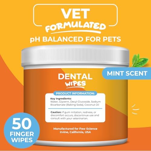 Paw Science Dog & Cat Teeth Cleaning Wipes - Dental Finger Wipes for Cats & Dogs - Pet Toothbrush & Tooth Brushing Kit - Effective Teeth Cleaner (Mint) - Image 5