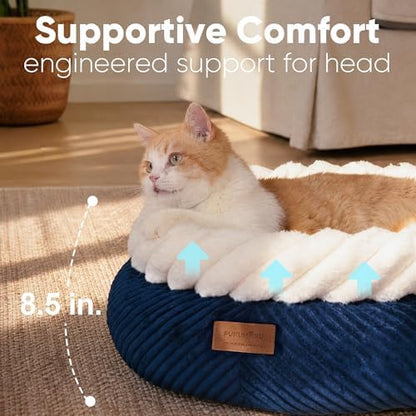 FUKUMARU Cute Round Cat Bed, Calming Donut Small Dog Beds, Washable - Image 3