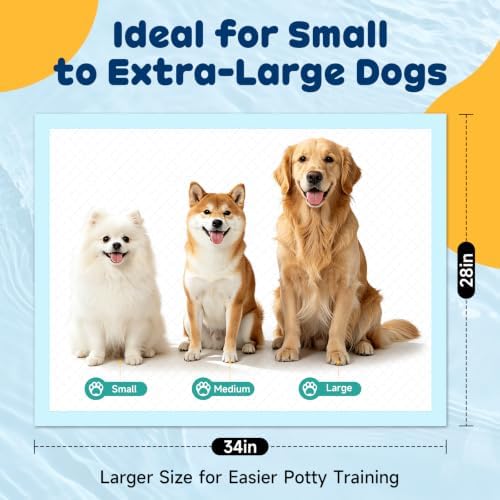 Puppy Pads for Dogs, 50-Pack, 34x28 in, 6-Layer Leakproof - Image 2