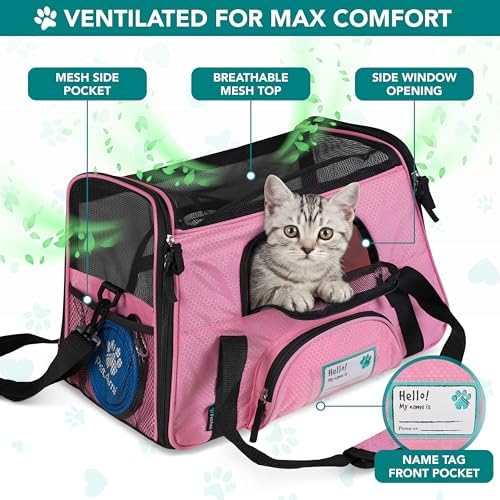PetAmi Airline Approved Pet Carrier for Cats & Small Dogs, Small, Pink - Image 3