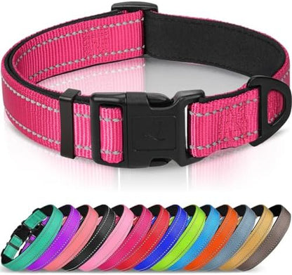 Joytale Reflective Dog Collar, Adjustable Neoprene Padded, Hotpink XS by Joytale