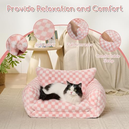 Hollypet Cat Bed Small Dog Orthopedic Couch Beds for Pets up to 20 lbs - Image 6