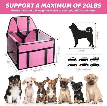 GENORTH Dog Car Seats for Small and Medium Dogs,Portable Puppy/Pet Car Booster Seat with Clip-On Leash and Mesh Window for Pet Up to 20 lbs - Image 5