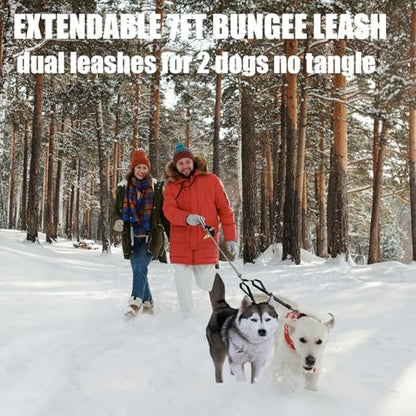 Double Dog Leash No Pull Bungee Hands Free Black Large Dogs - Image 2