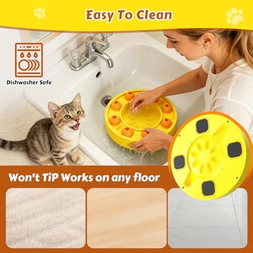 Dog Food Puzzle Toys Interactive Game Toy for IQ Training Enrichment Dog Food Puzzle Slow Feeder for Small, Medium Dogs and All Cats (Yellow Bowl) - Image 5
