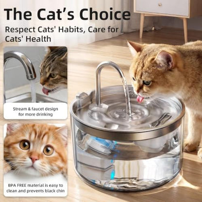 Casfuy PWB-004 Quiet BPA-Free Cat Water Fountain with Glass Base & Stainless Steel Tray, 95-oz - Image 7