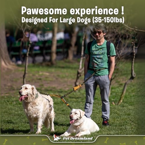 Pet Dreamland Exquisite Hands Free Double Dog Leash for Two Dogs with Tangle-Free Swivel. Premium Quality & Versatile for Running. You Will Absolutely Love This Amazing Waist Leash (Khaki & Orange) - Image 6