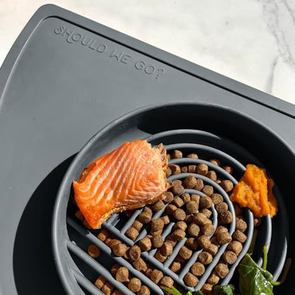 Slow Feeder Dog Bowl - Silicone Dog Bowl, Medium, 7.5" x 1.5" - Charcoal - Image 5