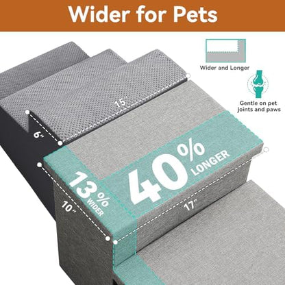 Zerbuger Dog Stairs with Storage, Grey 2 Steps Dog Ramp no Condo for Bed - Image 7