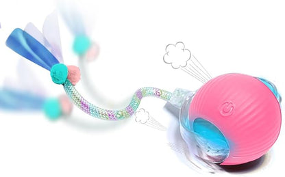 GlowPounce Interactive Rolling Ball Toy for Indoor Cats & Small Dogs – Motion-Activated Smart Moving Ball with LED Lights – Rechargeable Automatic Play Toy for Cats, Kittens & Puppies, Pink