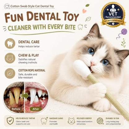 6-Pack Cotton swabs cat Toys with Catnip 15CM Giant q tip cat Toy. Cleans Teeth, relieves Boredom and Anxiety in Cats, Durable Interactive cat Toy–Great Gift! - Image 3
