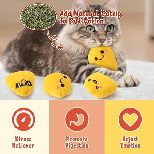 L1rabe Chicken Nugget Catnip Stuffed Toys for Cats- Gifts for Kitten Lovers - Image 3