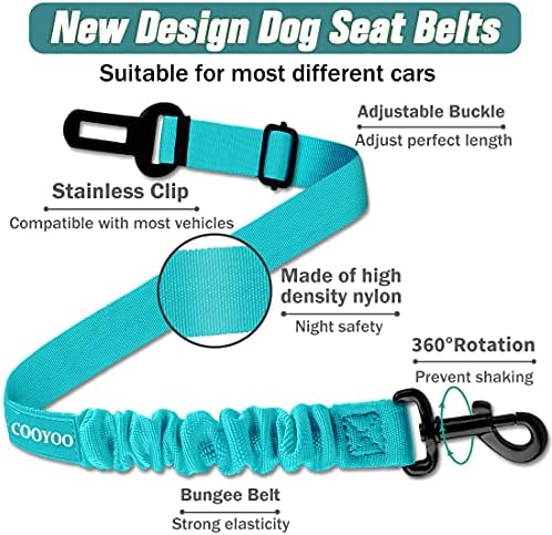 COOYOO Dog Seat Belt,3 Piece Set Retractable Dog Car Harness Adjustable for Vehicle Nylon Pet Safety Heavy Duty & Elastic - Image 3