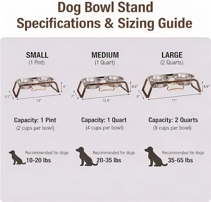 Loving Pets Elevated Dog Bowls – Raised Stainless Steel Dog Bowls with Steel Stand – Non-Skid, No Spill Feeder for Small, Medium & Large Dogs – Easy to Clean, Durable Raised Dog Feeding Station