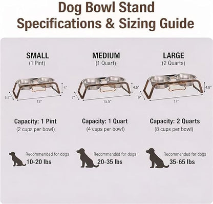 Loving Pets Elevated Dog Bowls – Raised Stainless Steel Dog Bowls with Steel Stand – Non-Skid, No Spill Feeder for Small, Medium & Large Dogs – Easy to Clean, Durable Raised Dog Feeding Station