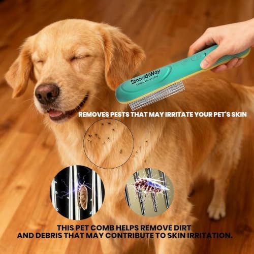 Professional Flea Comb for Long Haired Dogs & Cats - 3-Row Stainless Steel Dematting Tool with Negative Ions | Detangling Comb for Poodles Includes Cleaning Brush - Image 2