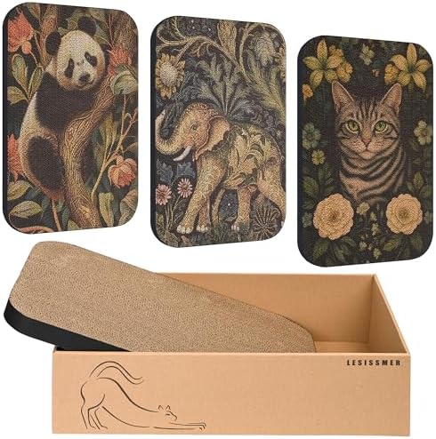 4 Pack Cat Wall Scratcher, Art Cat Scratching Board for Cats by LESISSMER