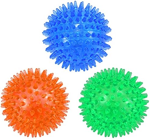 petizer 3-Pack 3.5” Squeaky Dog Toy Balls, Floating Dog Pool Balls, Spiky Dogs Balls Water Toys, Durable Interactive Fetch Toys for Puppy, Dog Chew Toys for Teething (3.5", Medium/Large Dog) by PETIZER