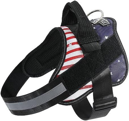 Dog Harness, No-Pull Reflective Dog Vest, Breathable Adjustable Pet Harness with Handle for Outdoor Walking - No More Pulling, Tugging or Choking (Flag, Large) by Bolux