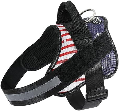 Dog Harness, No-Pull Reflective Dog Vest, Breathable Adjustable Pet Harness with Handle for Outdoor Walking - No More Pulling, Tugging or Choking (Flag, Large) by Bolux