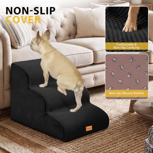 Dog Stairs for Small Dogs, 3-Step Non-Slip Foam Pet Steps for Couch Bed - Image 5