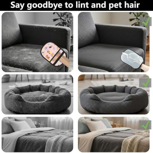 Pink Dog Palying Pet Hair Removal Glove Brush Hair Remover Tool for Carpet - Image 3