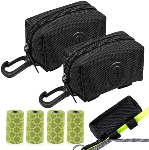 2 Pack Dog Poop Bag Holder for Leash + 80 Count Doggie Waste Bag, Black by CAKOVANO