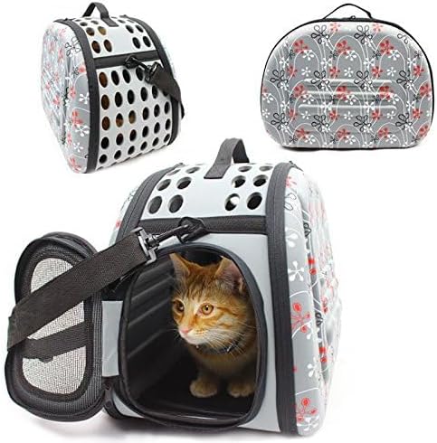 Foldable Pet Dog Cat Carrier Cage Collapsible Travel Kennel - Portable Pet Carrier Outdoor Shoulder Bag for Puppy Dog Cat Small Medium Large Animal (M, Grey) - Image 6