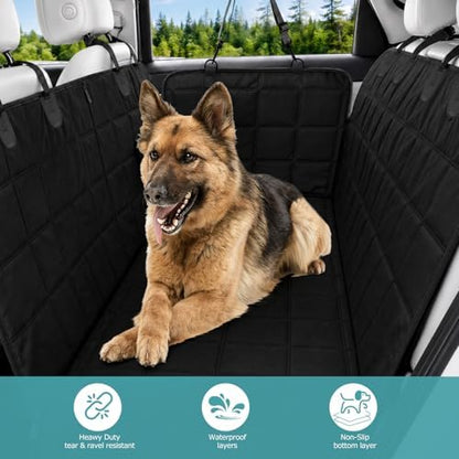Bark Lover Dog Car Seat Covers for Back Seat, Waterproof Car Seat Protector for Dogs Hammock for Cars Trucks SUV, Full Coverage Protection for Your Vehicle Interior, Black Regular - Image 3