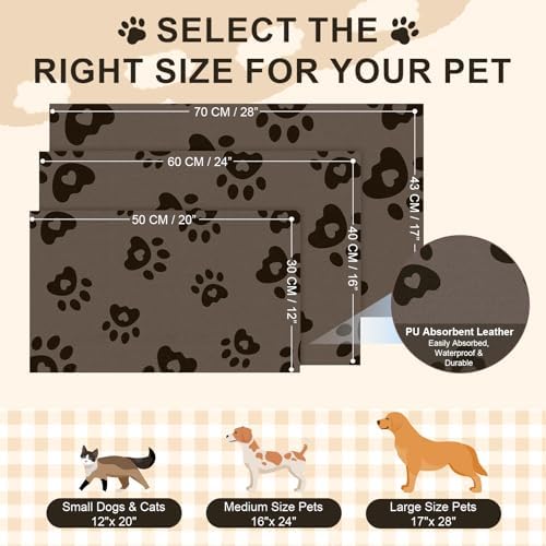 BLESWIN Pet Feeding Mats 16"x24", Water Absorbing Mat for Dog Bowl, Dog Dish Mats for Floors Waterproof, Non Slip Mat for Dogs, Pet Water Mat Protect Floor, Cat Mat for Food and Water, Brown - Image 2