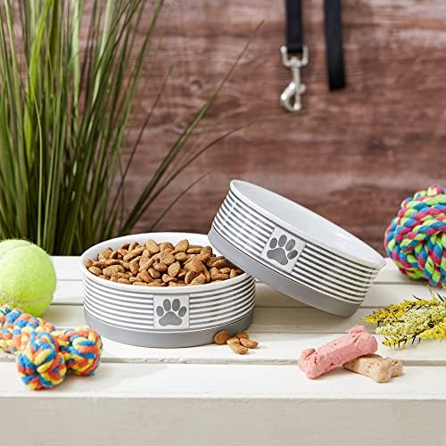 Bone Dry Paw & Patch Ceramic Pet Collection, Medium Set, 6x2", Gray, 2 Piece - Image 4