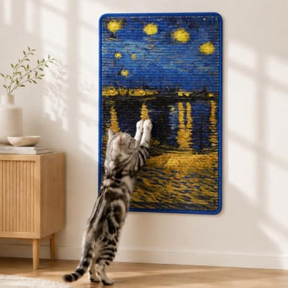 Art Sisal Cat Scratcher Mat, Cat Wall Scratchers for Indoor Cats by LESISSMER