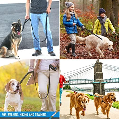 Dog Leash Heavy Duty - 2 Handles by Padded Traffic Handle for Extra Control, 6foot Long - Perfect for Medium to Large Dogs (6 ft, Black Blue) - Image 6