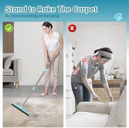 SOCCSO Carpet Rake Pet Hair Remover, 60" Long Rubber Broom, 3 Pack - Image 7