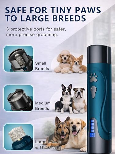 YABIFE Super Quiet Dog Nail Grinder & Clippers Kit with 2 LED Lights, 3 Speeds Up to 12,000 RPM, Lower Than 30dB Electric Pet Nail Trimmer for Small Medium Large Dogs and Cats - Image 6