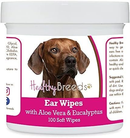Healthy Breeds Rhodesian Ridgeback Ear Cleaning Wipes with Aloe & Eucalyptus for Dogs 100 Count by HealthyBreeds