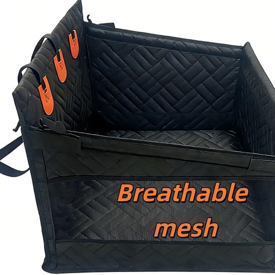 Waterproof Dog Car Seat Cover, Back Seat Extender for Large Dogs, Thickened Mesh Pet Car Seat with Storage Basket, Universal Fit