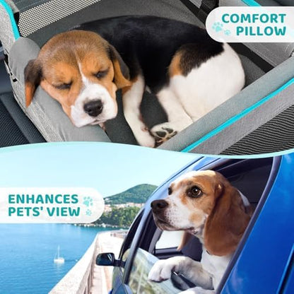 GENORTH Dog Car Seats for Small Dogs, Pet Booster Seat Under 20 lbs, Puppy Car Seat with Folded Metal Frame and Raised Cushion, Enhanced Version - Image 3