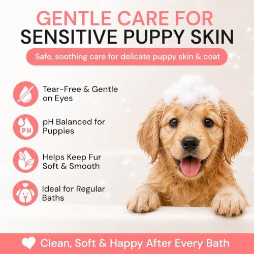 Natural Puppy Shampoo and Conditioner Tear Free with Aloe Vera, pH-Balanced Shampoo for Puppies, Tearless Dog Shampoo and Conditioner, Puppy Wash Sensitive Skin 26.4 Oz (Pack of 2) - Image 3