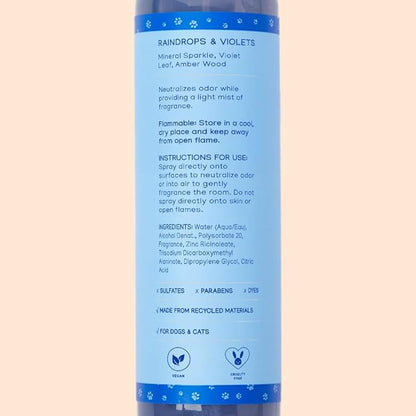 Pet Odor Neutralizing Air and Fabric Spray — Pet-Safe Deodorizer with Zinc Salt — Vegan and Cruelty-Free — Fresh Rain & Wild Violet Scent – Made in USA by Purrfect Paws