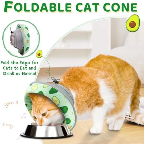 Cat Cone Collar Soft to Stop Licking, Adjustable, Foldable Lightweight Kitten Cones After Surgery Recovery for Cats & Kittens, Cat Cone Alternative, Easy Eating (Avocado Green, M) - Image 3