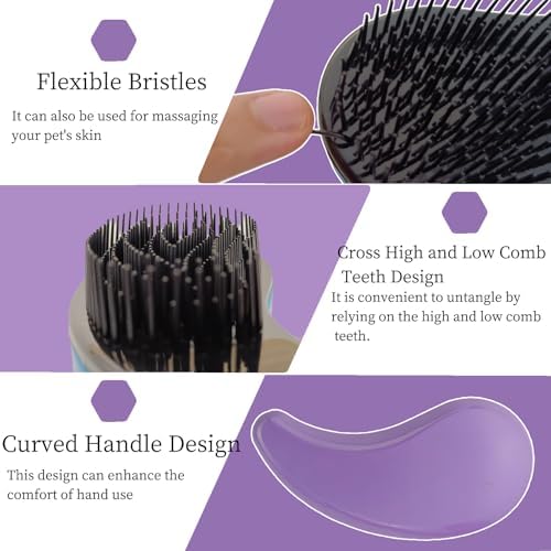 Comma-Shaped Small Dog Brush, Puppy Essentials (Purple) - Image 3