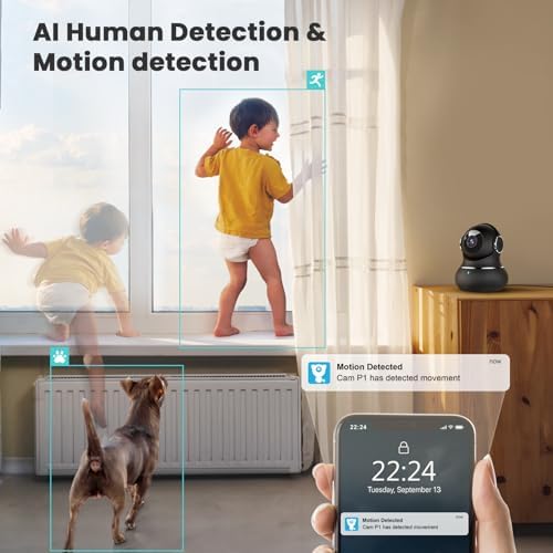 litokam 5ghz Indoor Security Camera, 5MP Cameras for Home Security with 5G/2.4G Dual-Band, Pet Cam with Phone App, AI Motion/Cry Detection, 360° Auto Tracking, Night Vision, Support NVR/Alexa - Image 4