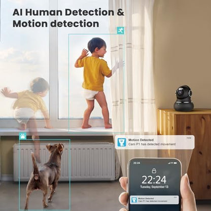 litokam 5ghz Indoor Security Camera, 5MP Cameras for Home Security with 5G/2.4G Dual-Band, Pet Cam with Phone App, AI Motion/Cry Detection, 360° Auto Tracking, Night Vision, Support NVR/Alexa - Image 4